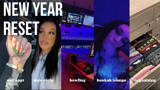 NEW YEAR RESET VLOG  organizing cleaning date nights bowling trying new restaurants amp more [upl. by Imailiv]