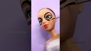 Following Barbie Makeup Vlog on my Doll💜💄 shorts barbie art makeup [upl. by Aiki913]