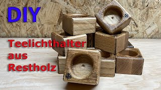 DIY Teelichthalter aus Holz Reststück  Küchenarbeitsplatte bauen Geschenkidee [upl. by Artemisia953]