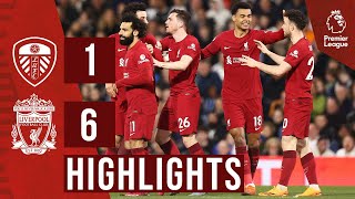 HIGHLIGHTS Leeds United 16 Liverpool  Salah amp Jota double in emphatic display [upl. by Niletak507]