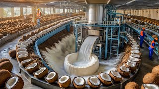 Millions Tons Of Coconut Oil Are Processed Into Coconut Milk At Factory  Coco Coir Technology [upl. by Alekahs890]