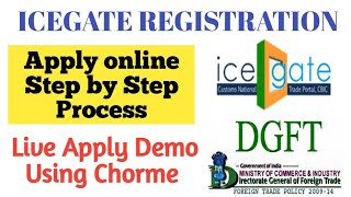 ICEGATE Registration Process Live Demo  Icegate Step by step Process Apply online using chorme [upl. by Eadahc]