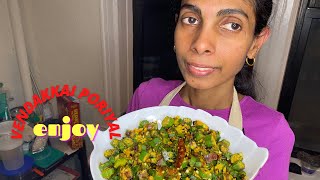 Vendakkai Poriyal in TamilSpicy Ladys Finger Fry RecipeBhindi Fry Nathankitchen [upl. by Fayola]