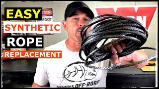 HOW TO REPLACE WARN WINCH CABLE WITH SYNTHETIC ROPE [upl. by Lusty]