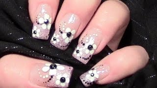 Rosa Glitter Blümchen Nageldesign selber machen  Simple Flower Nail Design  Nägel lackieren [upl. by Dulcle]