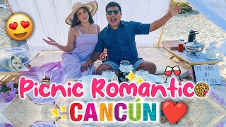 Picnic ROMÁNTICO en CANCÚN frente a la playa 💙 ¡Te REGALAN VINO y FLORES ¿Cuánto cuesta [upl. by Ecirtaed362]