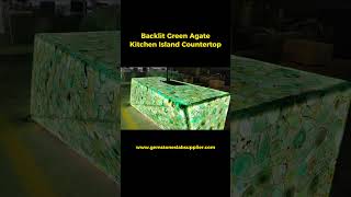 Illuminated Backlit Green Agate Stone Kitchen Island Countertop islandcountertop greenagate [upl. by Algar362]