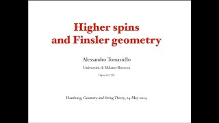 Alessandro Tomasiello  Higher Spins and Finsler Geometry [upl. by Birkle]