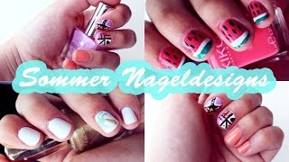 SOMMER NAGELDESIGN Selber Machen  Einfach Für ANFÄNGER  Kurze amp Mittel Lange Nägel Lackieren 2015 [upl. by Arelus]