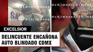 Encañona a automovilista en centro de la CDMX coche estaba blindado [upl. by Mackenie920]