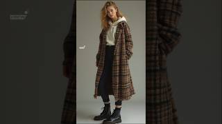 2024 Winter fashions  oversized checkered shacket over a hoodie styles outfits [upl. by Nalo]