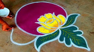 Deepavali kolam design🌹Diwalimuggulu🌹Diwali Rangoli kolam🌹 Easy peacock rangoli🌹Super Colour Rangoli [upl. by Gerrard]