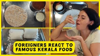 FOREIGNERS Try KERALA Famous Food  Travel in India foreigners indianfoodreaction indianfood [upl. by Scibert]