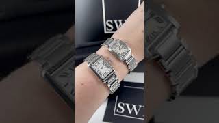 Cartier Tank Stainless Steel Ladies Watches Review  SwissWatchExpo [upl. by Vevay]