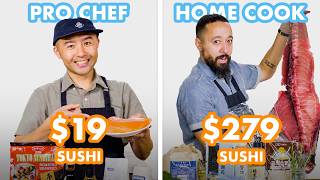 279 vs 19 Sushi Pro Chef amp Home Cook Swap Ingredients  Epicurious [upl. by Ellinehc]