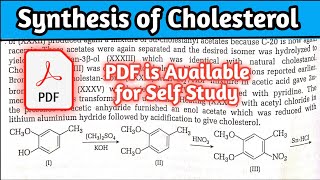 Synthesis of Cholesterol  MSc  Chemistry [upl. by Eldnik]