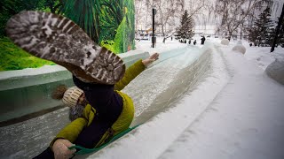 Тестируем ледовые горки в Новосибирске [upl. by Stevie]