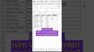 Excelde Adı ve Soyadı AyırmaKısaltma Yöntemi shorts excel exceltricks [upl. by Eveneg]