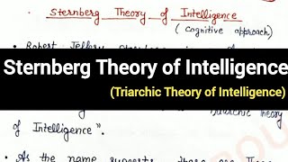 Sternberg Theory of Intelligence  Triarchic theory of intelligence tet ctet psychology [upl. by Struve363]