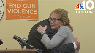 Gabrielle Giffords in Mass calling for action during gun violence awareness month [upl. by Palla]