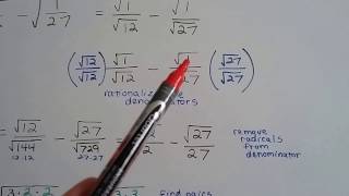 Algebra I 116b Subtracting Radical expressions [upl. by Yehus]