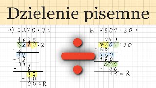 Dzielenie pisemne w słupku  Matematyka [upl. by Hayimas]