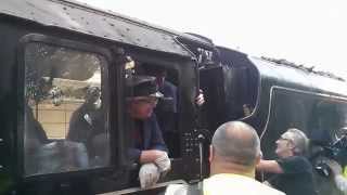 20140601 Cathedrals Express steam train stops at Feltham [upl. by Maribelle]