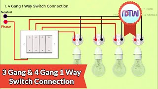 3 Gang amp 4 Gang 1 Way Switch Connection [upl. by Ellevehc]