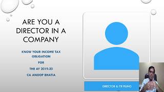 NEW ITR COMPLIANCE FOR DIRECTOR OF A COMPANY [upl. by Narat448]