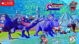 ALL BIG MEGA BLUE CAPTAIN AMERICA DINOSAUR SQUAD ADVENTURES IN JURASSIC WORLD EVOLUTION GAME [upl. by Bradlee604]