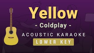 Yellow  Coldplay Acoustic Karaoke Lower Key [upl. by Atteve]