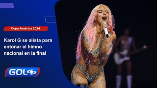 Karol G ensaya para entonar el himno nacional en la final  Copa América 2024 [upl. by Azpurua]