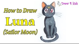 How to Draw Luna from Sailor Moon  D4K [upl. by Bevvy]