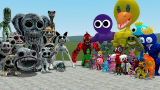 ALL ZOONOMALY CHARACTERS VS ALL ROBLOX RAINBOW FRIENDS In Garrys Mod [upl. by Stoops]