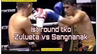 John Michael Zulueta ist round knockout of Sangnanak Gym of Thailand [upl. by Cynar685]