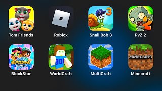 MinecraftMultiCraftWorldCraftBlockStarPlants vs Zombies 2Snail Bob 3RobloxTalking Tom Friends [upl. by Juanita]