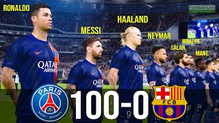 What if Ronaldo Messi Haaland Neymar Salah Mbappe Mane Lautaro Benzema play together PSG vs FCB PES [upl. by Oretos]