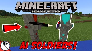 MCPE AI SOLDIERS Addon Epic Minecraft Warzones In Bedrock Edition [upl. by Airual]