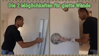 2 Möglichkeiten für glatte Wände Kalk glätte  Wand schleifen [upl. by Kcire]