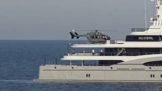 Motor Yacht GLOBAL video 1 Helicopter operation [upl. by Esirec]