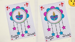 Beautiful white Diwali greeting card making ideas 😘how to make diwali cardDiwali card making [upl. by Sonia542]