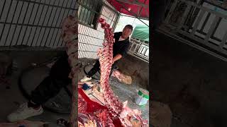 Butcher perfectly remove cow meat without breaking the back bone [upl. by Annelg]