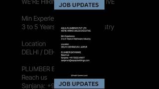 AQUA PLUMBINGS PVT LTD IS HIRING SALES EXECUTIVE [upl. by Purdum]