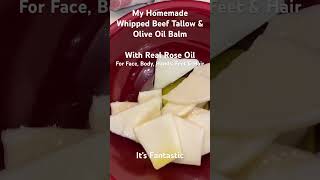 My Whipped Tallow amp Olive Oil Balm With Real Ross Oil beeftallow naturalbeauty selfcare [upl. by Einiar]