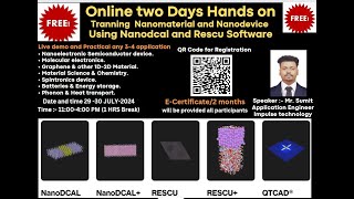 FREE Online two Days 29th30th July Hands on Training using Nanodcal amp Rescu modelling and simulat [upl. by Nosila439]