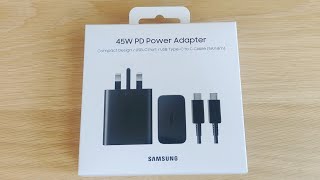 Official Samsung 45W PD charger and 5A cable unboxing [upl. by Donelson]