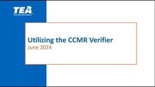 Overview of 2024 CCMR Verifier and Updates June 2024 [upl. by Lemrahc]