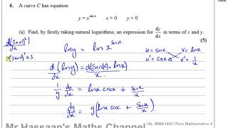 WMA14 01 IAL Edexcel P4 June Oct 2020 Q6 Implicit Differentiation [upl. by Bill]