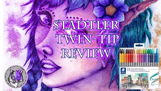 Staedtler TwinTip Water Based Marker Review and Manga styled drawing [upl. by Oilla502]