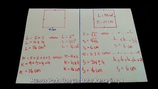 Rumus Pada Bangun Datar Persegi  Luas  Keliling  Panjang Sisi [upl. by Onafets268]